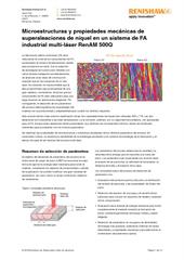 Artículo:  Microestructuras y propiedades mecánicas de superaleaciones de níquel en un sistema de FA multi-láser RenAM 500Q